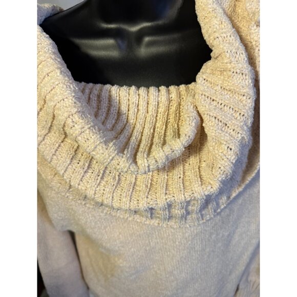Soft Cream Sweater Knit Cozy Sweater Womens Size M/L Oversize Statement Collar - Picture 2 of 2